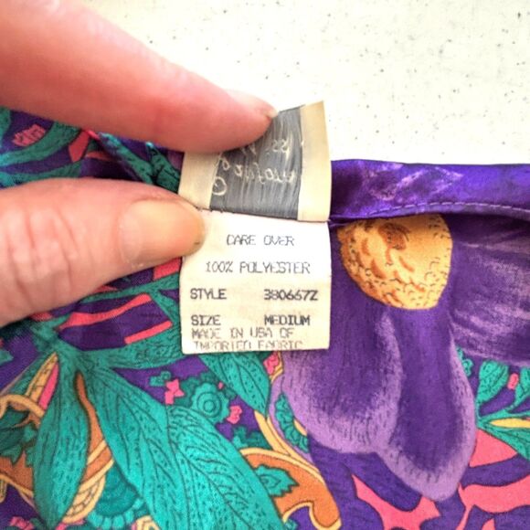 Womens California Miss Y2K Kimono Robe Nightgown Satin Med Floral Sexy USA Vtg - Picture 5 of 10